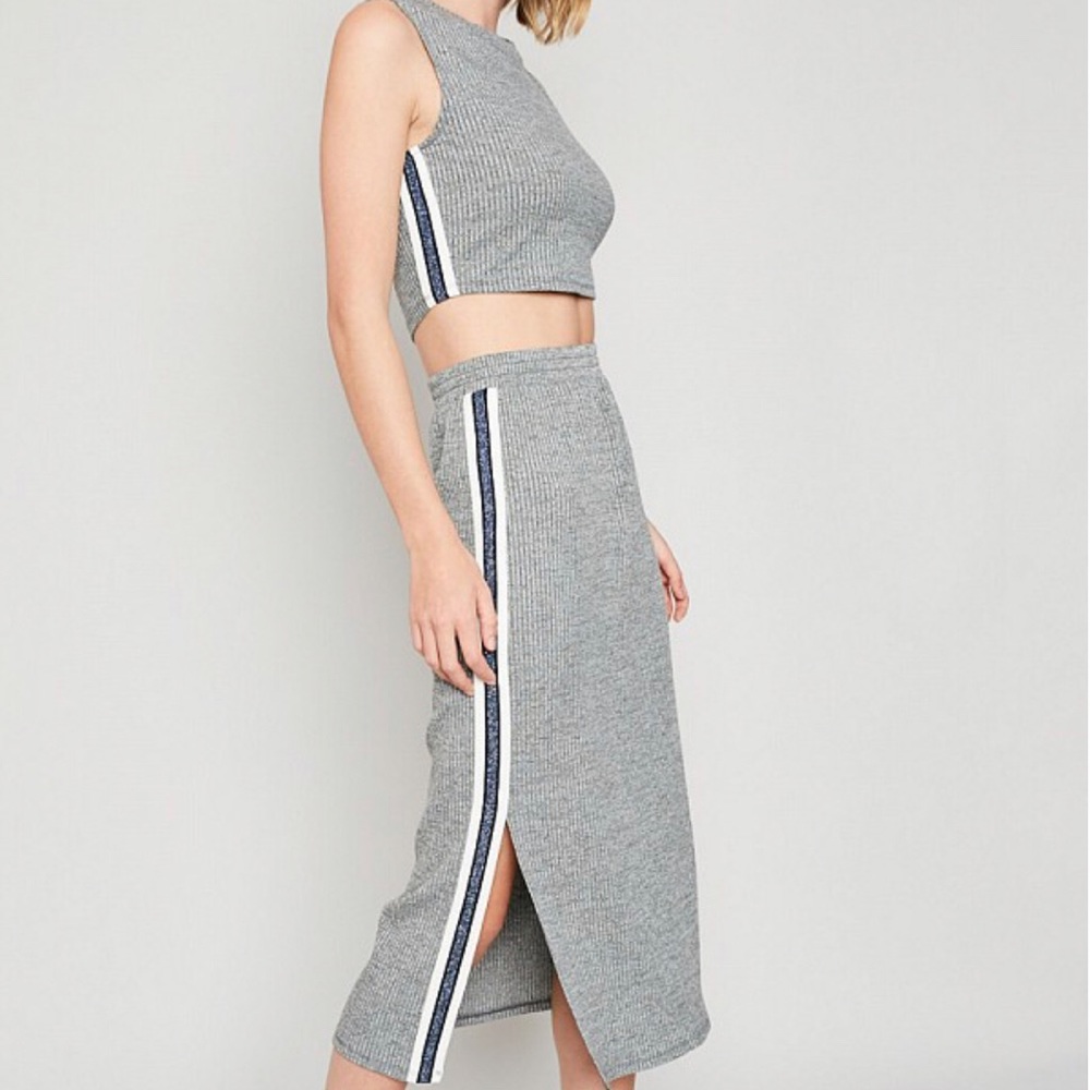 Side-Stripe Rib Knit Set